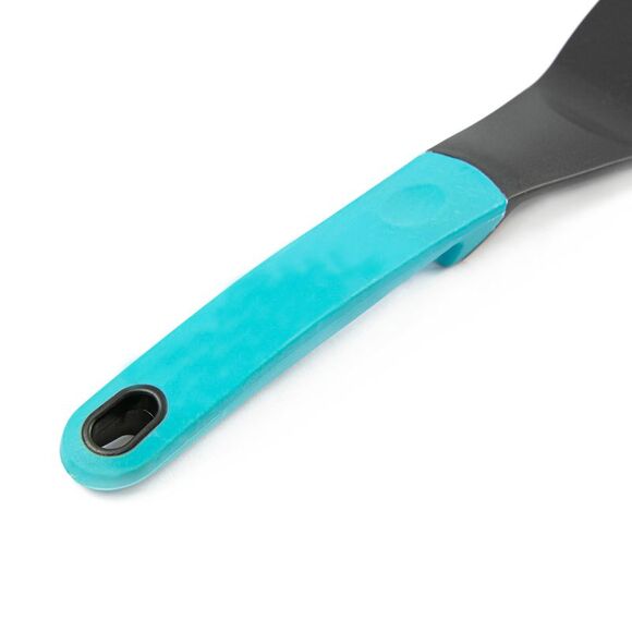 Kitchen Turner and Slotted Spoon with Integrated Counter Rest in Black/Teal - Picture 5 of 5